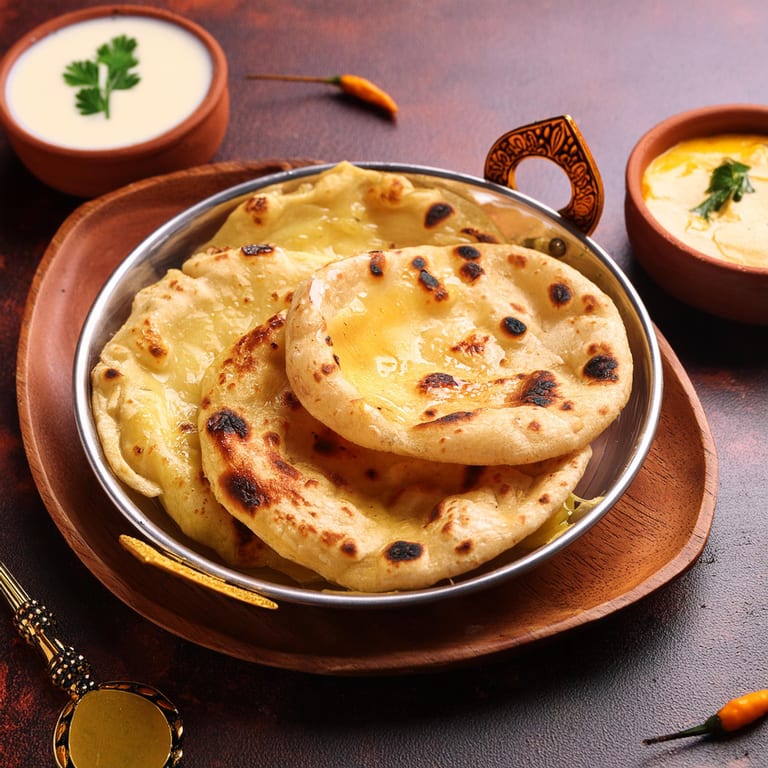 Delicious Butter Naan and Indian Cuisine